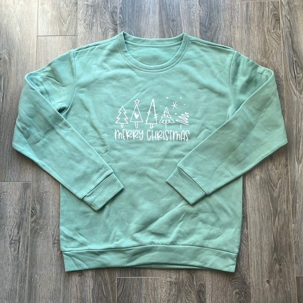 NWOT SHEIN Merry Christmas Green Crewneck Sweater